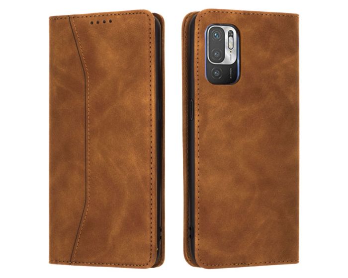 Bodycell PU Leather Book Case Θήκη Πορτοφόλι με Stand - Brown (Xiaomi Poco M3 Pro 5G / Redmi Note 10 5G)