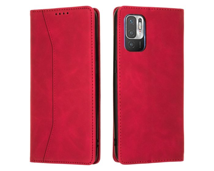 Bodycell PU Leather Book Case Θήκη Πορτοφόλι με Stand - Red (Xiaomi Poco M3 Pro 5G / Redmi Note 10 5G)