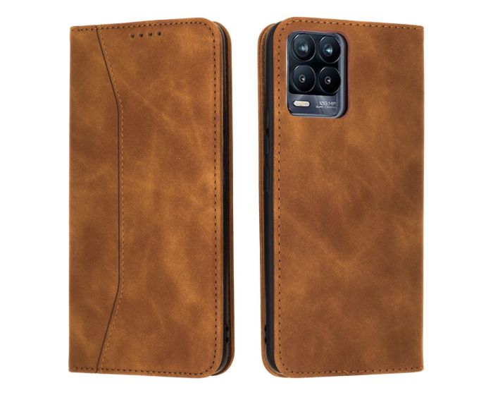 Bodycell PU Leather Book Case Θήκη Πορτοφόλι με Stand - Brown (Realme 8 / 8 Pro)