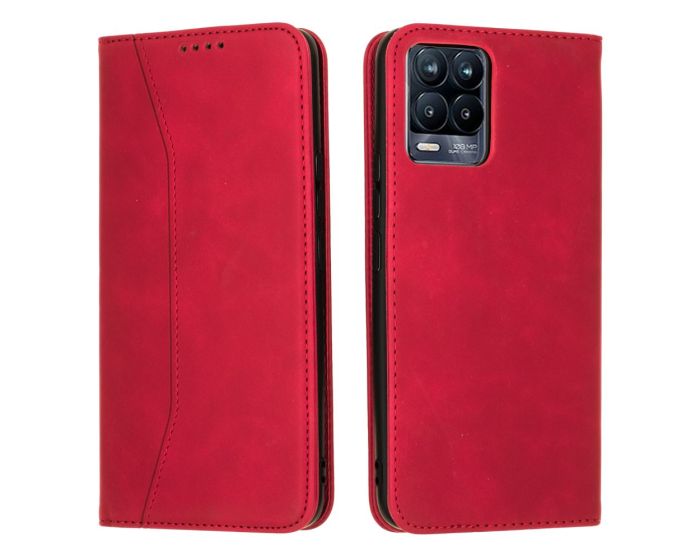 Bodycell PU Leather Book Case Θήκη Πορτοφόλι με Stand - Red (Realme 8 / 8 Pro)