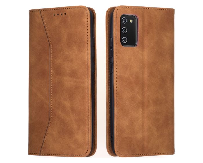 Bodycell PU Leather Book Case Θήκη Πορτοφόλι με Stand - Brown (Samsung Galaxy A02s)