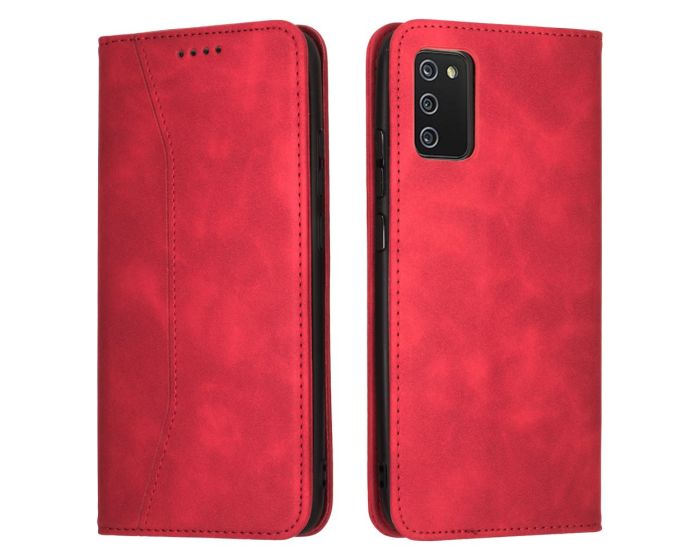 Bodycell PU Leather Book Case Θήκη Πορτοφόλι με Stand - Red (Samsung Galaxy A02s)