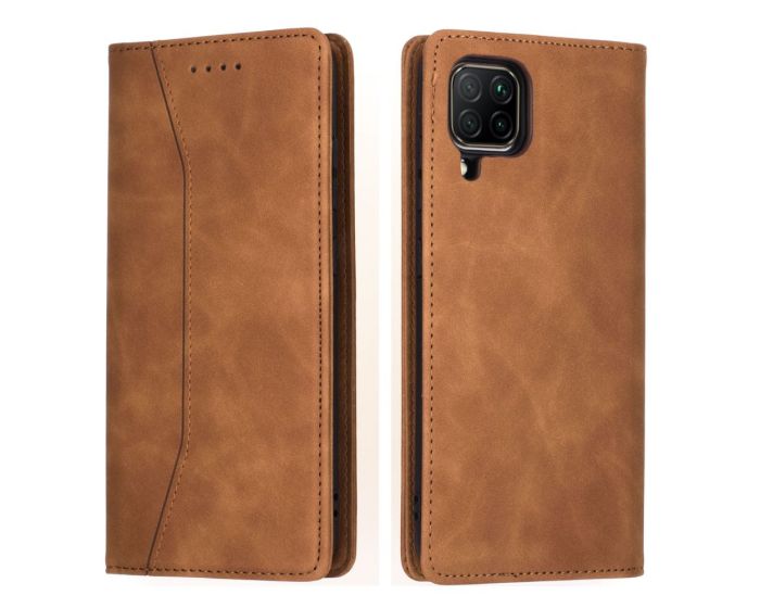 Bodycell PU Leather Book Case Θήκη Πορτοφόλι με Stand - Brown (Samsung Galaxy A12)