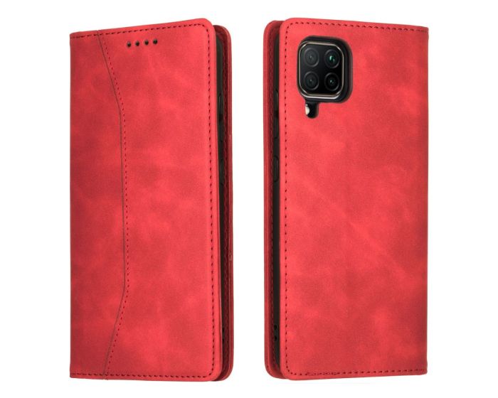 Bodycell PU Leather Book Case Θήκη Πορτοφόλι με Stand - Red (Samsung Galaxy A12)
