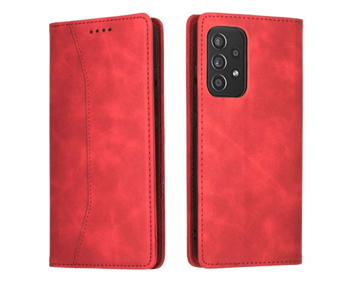 Bodycell PU Leather Book Case Θήκη Πορτοφόλι με Stand - Red (Samsung Galaxy A52 / A52s)