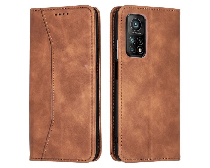 Bodycell PU Leather Book Case Θήκη Πορτοφόλι με Stand - Brown (Xiaomi Mi 10T 5G / 10T Pro 5G)