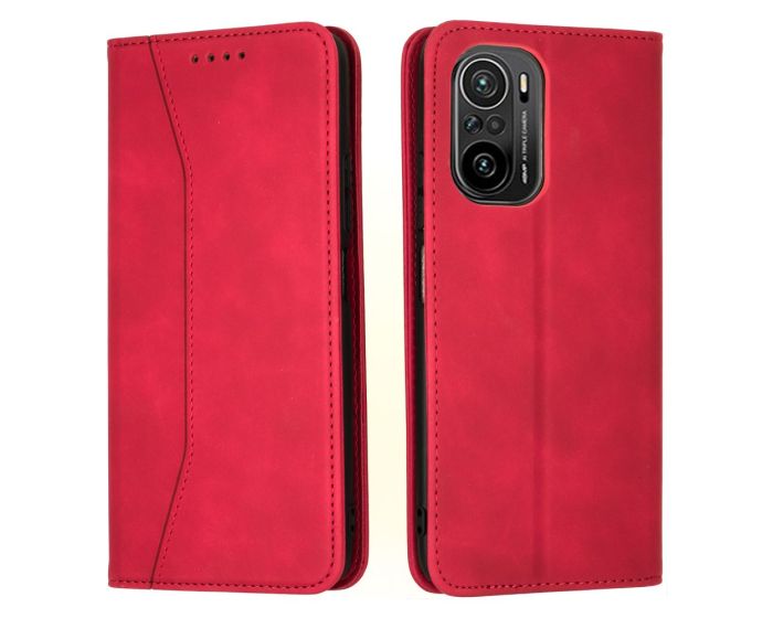 Bodycell PU Leather Book Case Θήκη Πορτοφόλι με Stand - Red (Xiaomi Poco F3 5G / Mi 11i)