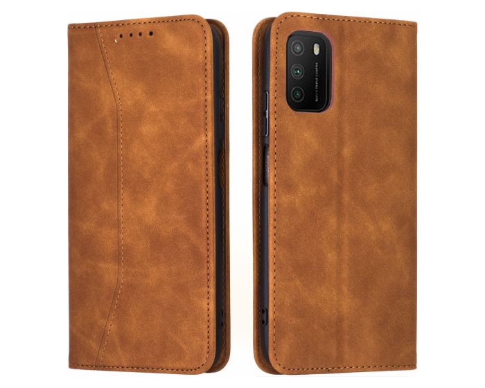 Bodycell PU Leather Book Case Θήκη Πορτοφόλι με Stand - Brown (Xiaomi Poco M3)