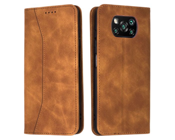 Bodycell PU Leather Book Case Θήκη Πορτοφόλι με Stand - Brown (Xiaomi Poco X3 NFC / X3 Pro)