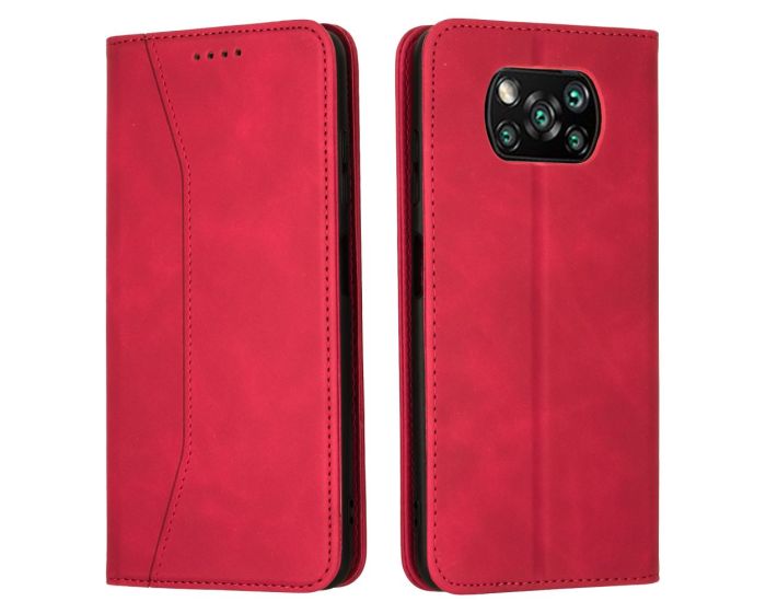 Bodycell PU Leather Book Case Θήκη Πορτοφόλι με Stand - Red (Xiaomi Poco X3 NFC / X3 Pro)