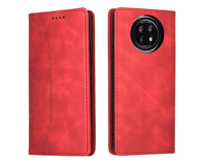 Bodycell PU Leather Book Case Θήκη Πορτοφόλι με Stand - Red (Xiaomi Redmi Note 9T 5G)