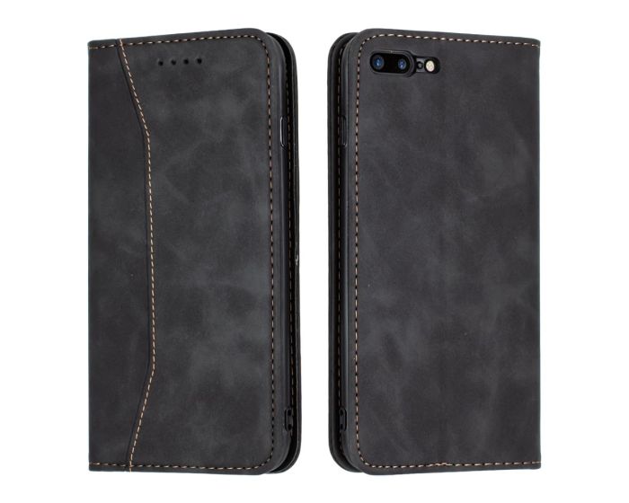 Bodycell PU Leather Book Case Θήκη Πορτοφόλι με Stand - Black (iPhone 7 Plus / 8 Plus)