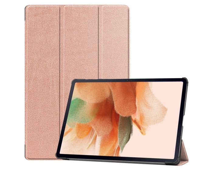 Tri-Fold Book Case με δυνατότητα Stand - Rose Gold (Samsung Galaxy Tab S7 FE 5G 12.4 T730 / T736B)
