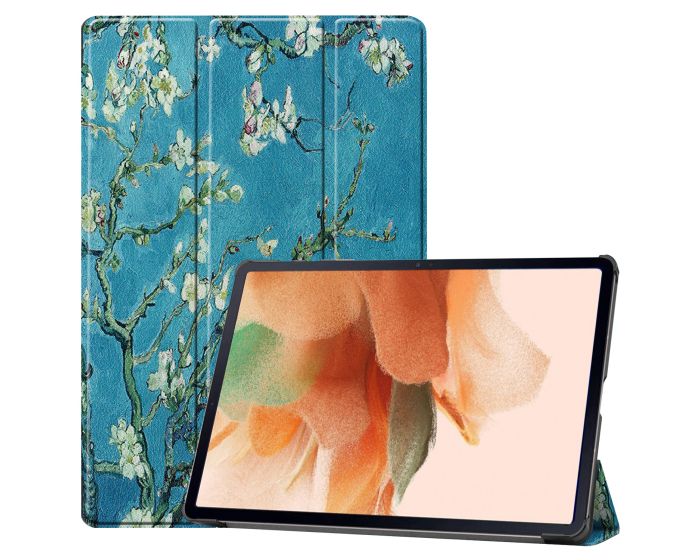 Tri-Fold Book Case με δυνατότητα Stand - White Blossom (Samsung Galaxy Tab S7 FE 5G 12.4 T730 / T736B)