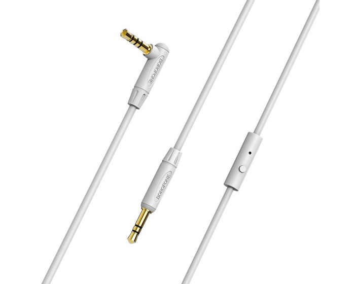 Borofone BL5 Cable Audio Extender with Microphone Jack 3.5mm AUX Angled Καλώδιο με Μικρόφωνο 1m - Grey