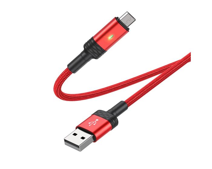 Borofone BU30 Lynk Braided Cable Καλώδιο Φόρτισης 2.4A USB σε Micro USB 1.2m - Red