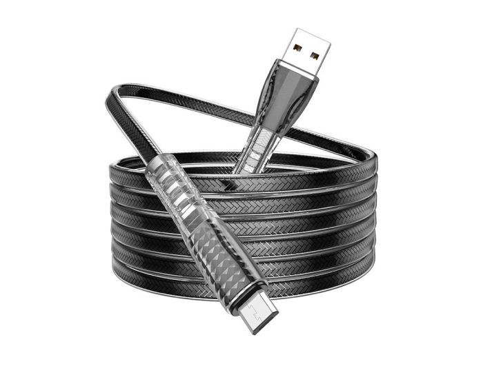 Borofone BU31 Jelly Knitted Cable Καλώδιο Φόρτισης 2.4A USB σε Micro USB 1m - Black