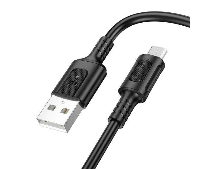 Borofone BX111 Feliz Cable Καλώδιο Φόρτισης 2.4A USB σε Micro USB 1m - Black