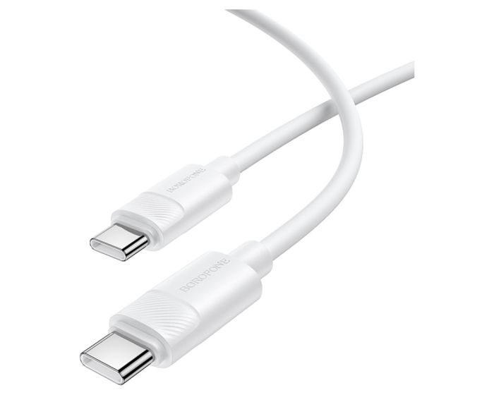 Borofone BX123 Leya Cable Καλώδιο Φόρτισης 60W 3A Type-C σε Type-C 1m - White - MT83479
