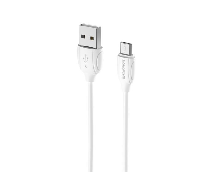 Borofone BX19 Benefit Cable Καλώδιο Φόρτισης 2.4A USB σε Micro USB 1m - White