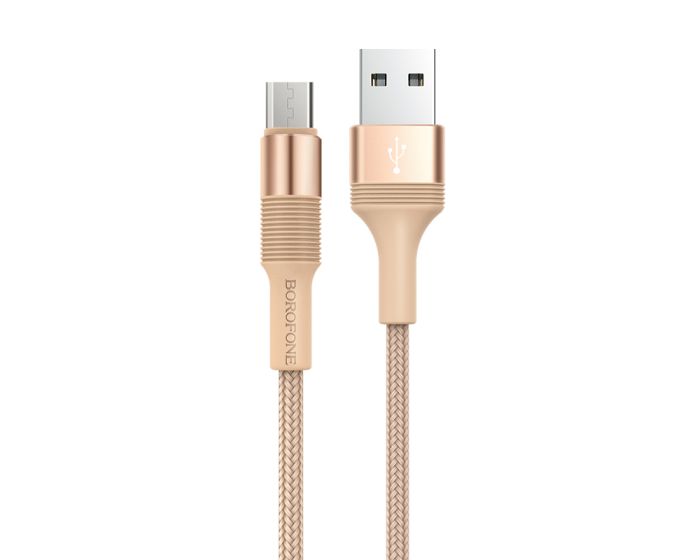 Borofone BX21 Outstanding Cable Καλώδιο Φόρτισης 2.4A USB σε Micro USB 1m - Gold