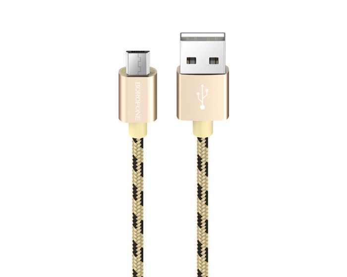Borofone BX24 Ring Current Cable Καλώδιο Φόρτισης 2.4A USB σε Micro USB 1m - Gold