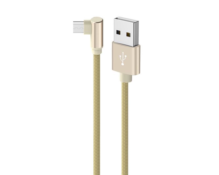 Borofone BX26 Express Angled Cable Καλώδιο Φόρτισης 2.4A USB σε Micro USB 1m - Gold