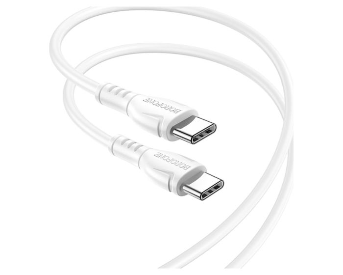 Borofone BX51 Triumph Cable Καλώδιο Φόρτισης 60W 3A Type-C σε Type-C 1m - White - MT83480