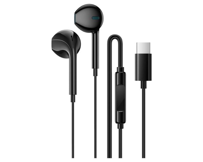 Borofone BM100 Fuente Earphones with Microphone Handsfree Ακουστικά Type-C - Black - MT83477