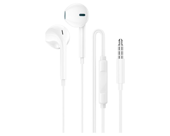 Borofone BM100 Fuente Earphones with Microphone Handsfree Ακουστικά - White - MT84529