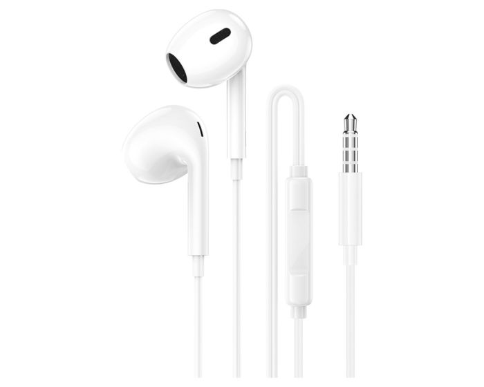 Borofone BM100 Max Fuente Earphones with Microphone Handsfree Ακουστικά - White - MT83476