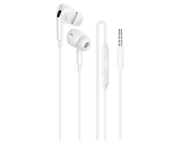 Borofone BM100 Pro Fuente Earphones with Microphone Handsfree Ακουστικά - White - MT83475