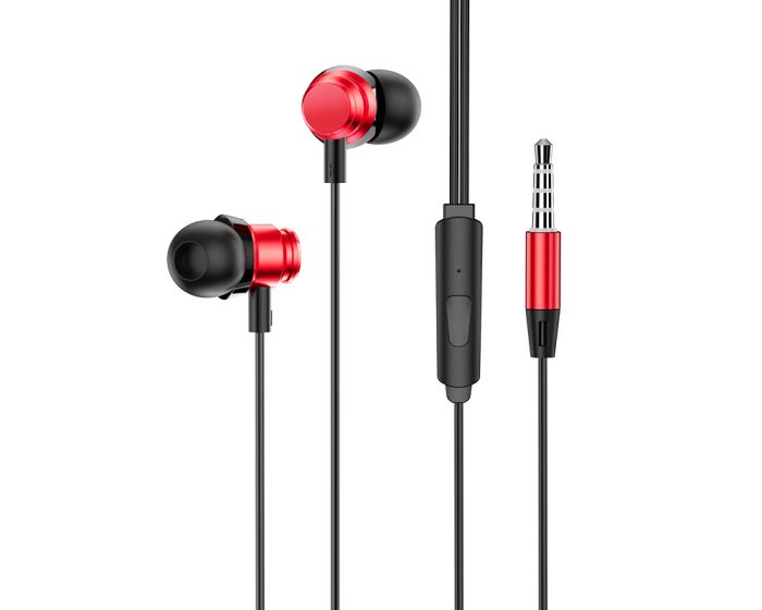 Borofone BM62 Prosperity In-Ear Earphones Hands Free Ακουστικά Red