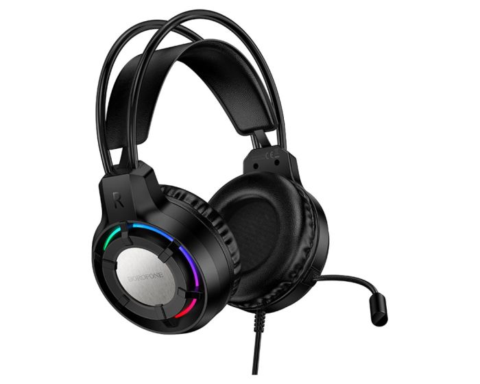 Borofone BO112 Wave Gaming Over-Ear Headphones with Microphone Ακουστικά Black