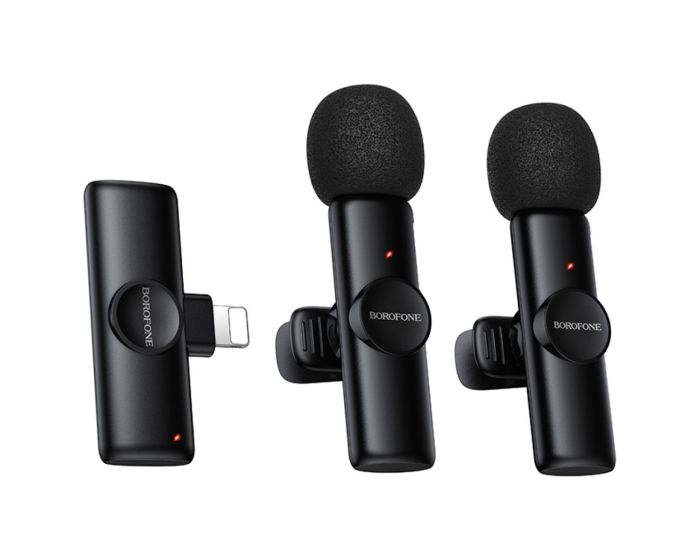 Borofone BFK16A Winner Wireless Lavalier Double Microphone Lightning Ασύρματο Μικρόφωνο - Black - MT83470