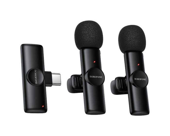 Borofone BFK16A Winner Wireless Lavalier Double Microphone Type C Ασύρματο Μικρόφωνο - Black - MT83469