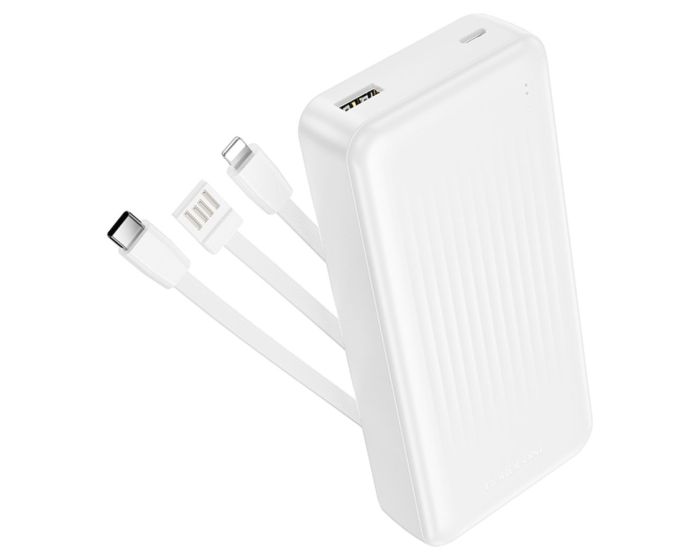 Borofone BJ79A Clever USB - Type C / Lightning Cables Power Bank Εξωτερική Μπαταρία 20000mAh - White - MT83457
