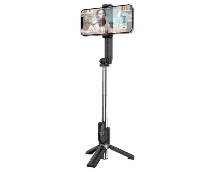 Borofone BY9 Streamer Selfie Stick with Tripod and Wireless Remote για Κινητά - Black