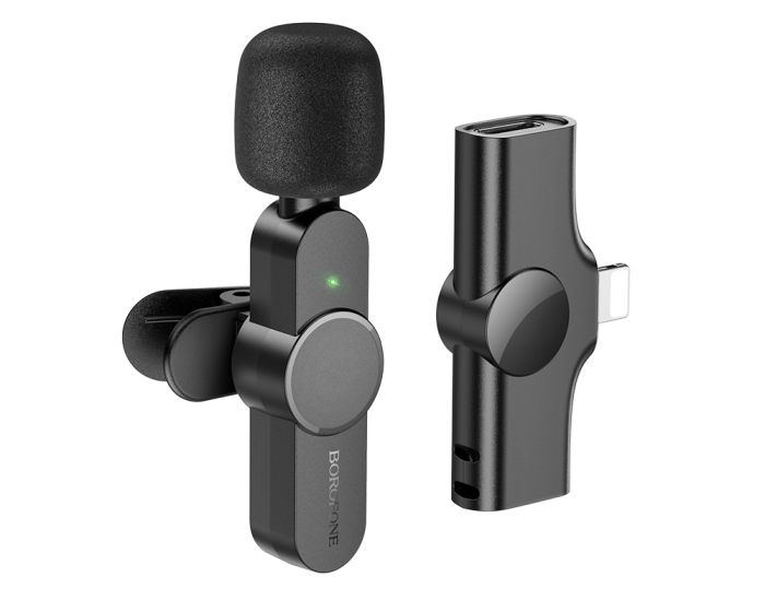 Borofone BFK12 Wireless Lavalier Microphone Ασύρματο Μικρόφωνο με Θύρα Lightning - Black