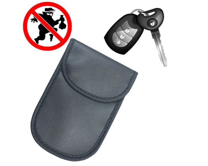 Anti-theft Car Key Signal Blocking Faraday Pouch RFID 14x10cm - Black