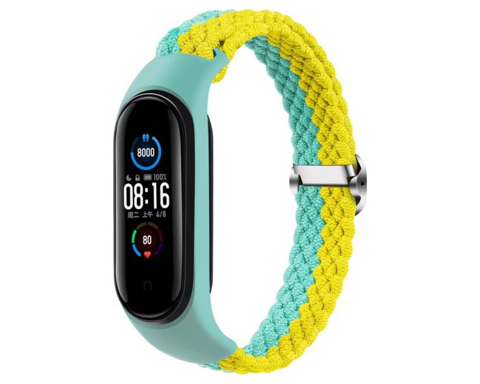 Strap Fabric Band Υφασμάτινο Πλεκτό Λουράκι Mint / Yellow για Xiaomi Mi Band 3 / 4 / 5 / 6
 - MT83047