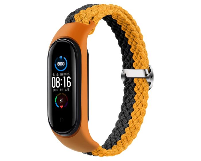 Strap Fabric Band Υφασμάτινο Πλεκτό Λουράκι Orange / Grey για Xiaomi Mi Band 3 / 4 / 5 / 6
 - MT83049