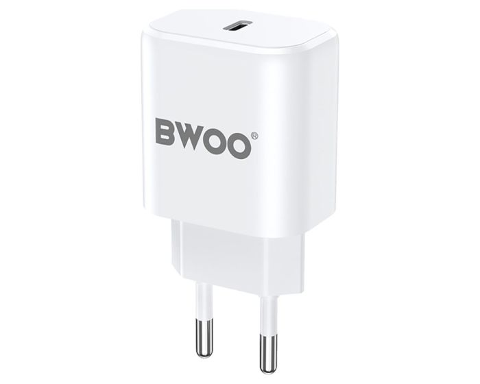 BWOO BO-CDA105 Wall Charger Type-C PD QC3.0 20W Αντάπτορας Φόρτισης Τοίχου - White