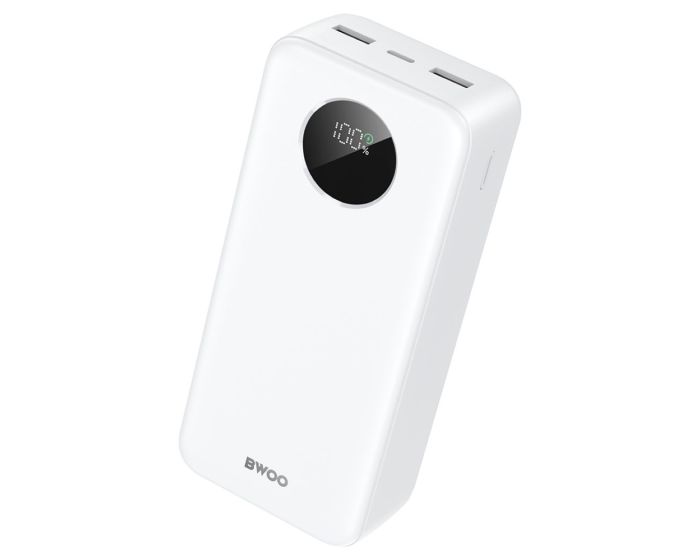 BWOO BO-P64 Power Bank with LCD Screen 30000mAh 22.5W Εξωτερική Μπαταρία - White - MT82752