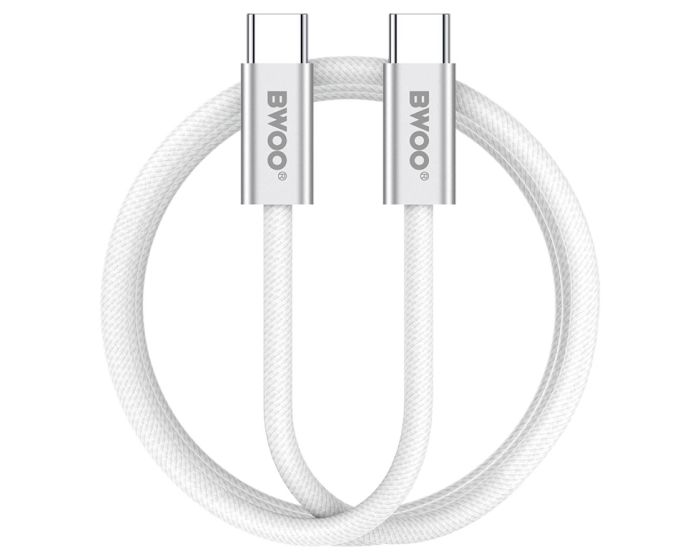 BWOO BO-X317C-C Fast Charging Data Braided Cable 240W PD Καλώδιο Φόρτισης Type-C to Type-C 1m White - MT82769