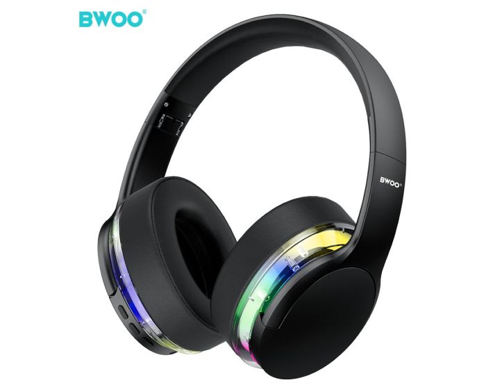 BWOO BW587 Premium ANC Wireless RGB Headphones Ασύρματα Ακουστικά Bluetooth - Black - MT82815