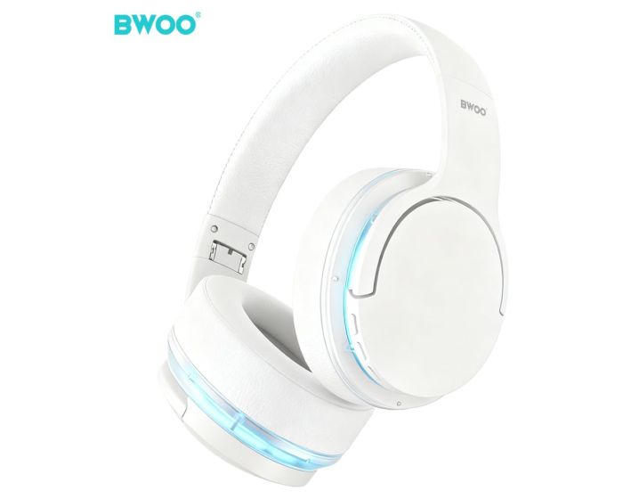 BWOO BW587 Premium ANC Wireless RGB Headphones Ασύρματα Ακουστικά Bluetooth - White - MT82770