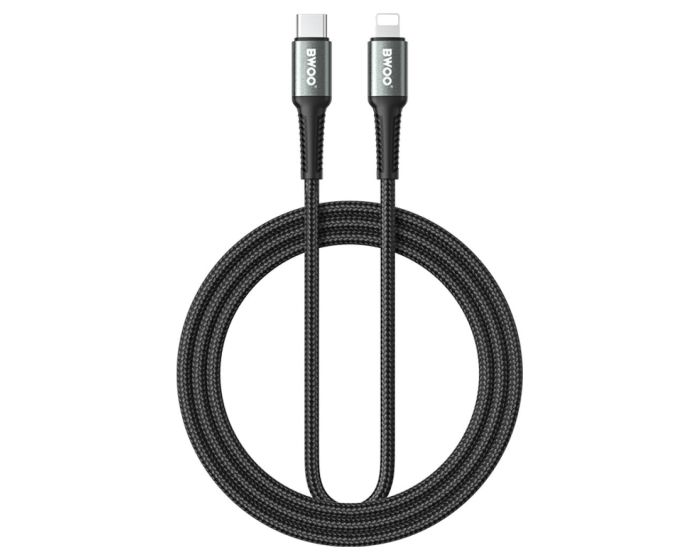 BWOO ΒΟ-X288C-L-3M Braided Fast Charging Data Cable PD 27W Καλώδιο Φόρτισης Type-C to Lightning 3m Black - MT82760