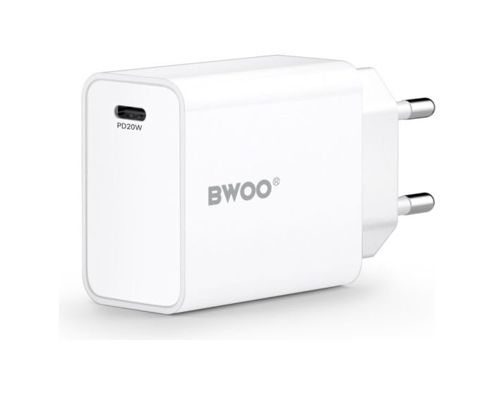BWOO CDA226 Wall Charger Type-C PD3.0 20W Αντάπτορας Φόρτισης Τοίχου - White - MT81751
