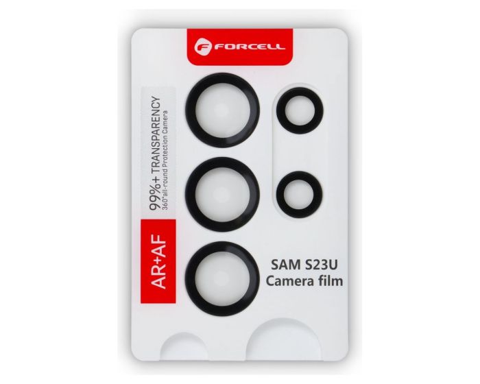 Forcell Premium Camera Lens Tempered Glass Prοtector Black (Samsung Galaxy S23 Ultra)